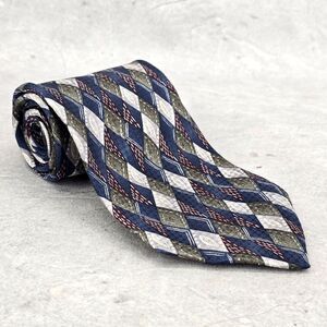 Pierre Cardin Men's Necktie Argyle Theme Multicolor Tie Silk Made‎ in USA